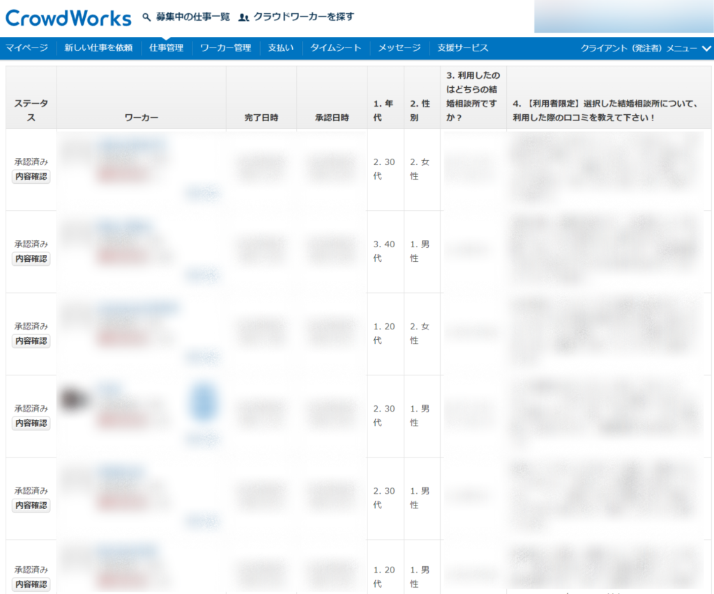 クラウドワークスで結婚相談所について口コミを調査しました。