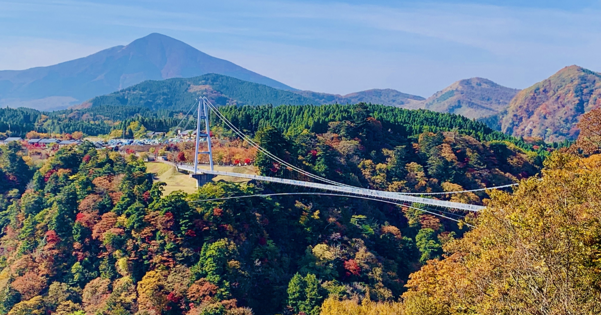 大分県の九重夢大吊橋の紅葉風景